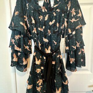 NWT Large Bohemian Happy Nature Teal Knee Length Dress